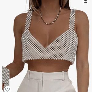 White Pearl Bra/Cami/Crop Top - Only Worn Once